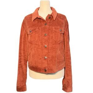 Old Navy Womens Corduroy Jacket Size Small Autumn Copper Chore Trucker Button Up